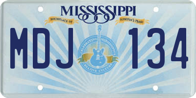 MS license plate MDJ134