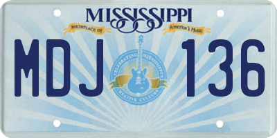 MS license plate MDJ136