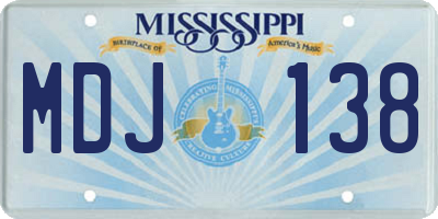 MS license plate MDJ138