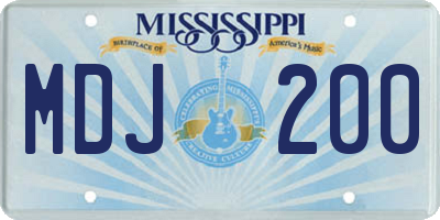 MS license plate MDJ200