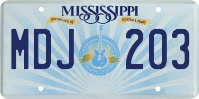 MS license plate MDJ203