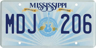MS license plate MDJ206