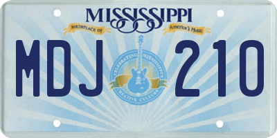 MS license plate MDJ210