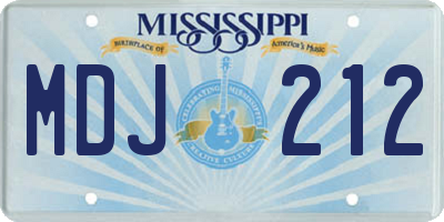 MS license plate MDJ212