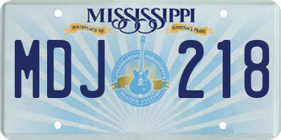 MS license plate MDJ218