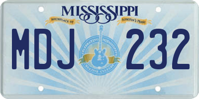 MS license plate MDJ232