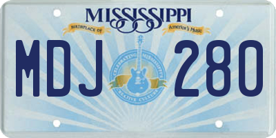 MS license plate MDJ280