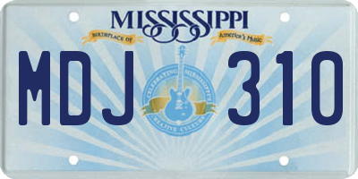 MS license plate MDJ310