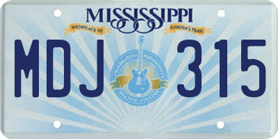 MS license plate MDJ315