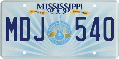 MS license plate MDJ540