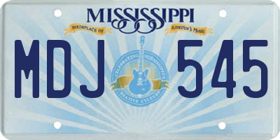 MS license plate MDJ545
