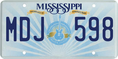 MS license plate MDJ598
