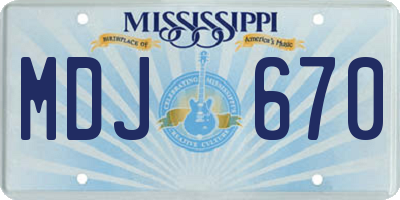 MS license plate MDJ670