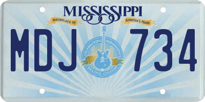 MS license plate MDJ734