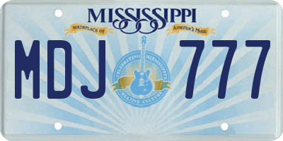MS license plate MDJ777