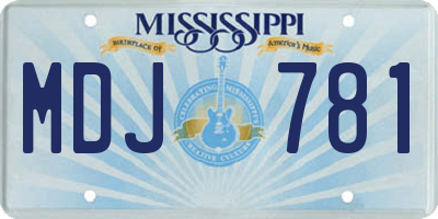 MS license plate MDJ781