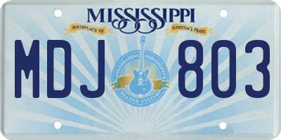 MS license plate MDJ803