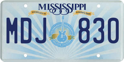 MS license plate MDJ830
