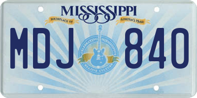 MS license plate MDJ840