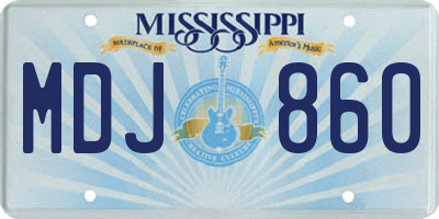 MS license plate MDJ860