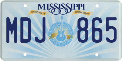 MS license plate MDJ865