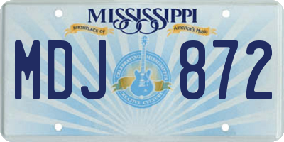 MS license plate MDJ872