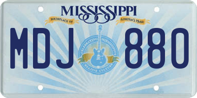 MS license plate MDJ880