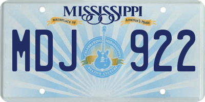 MS license plate MDJ922