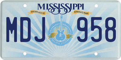 MS license plate MDJ958