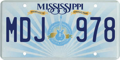 MS license plate MDJ978