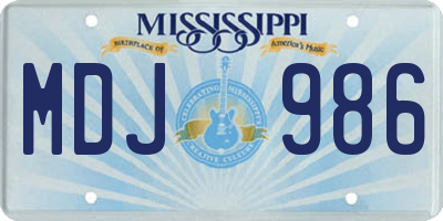 MS license plate MDJ986