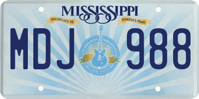 MS license plate MDJ988