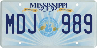 MS license plate MDJ989