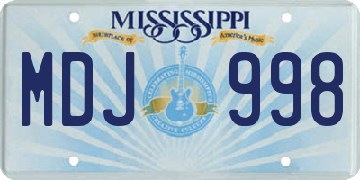 MS license plate MDJ998