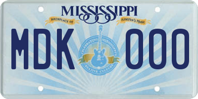 MS license plate MDK000