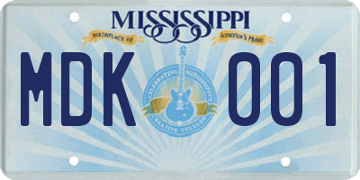MS license plate MDK001