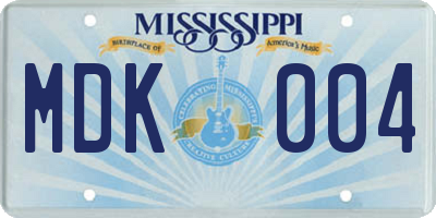 MS license plate MDK004