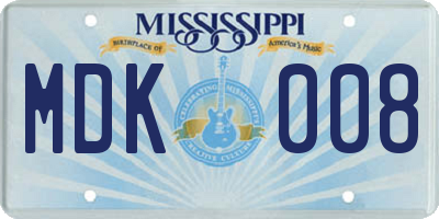 MS license plate MDK008