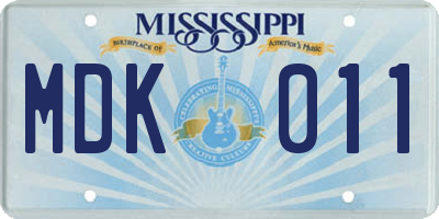 MS license plate MDK011