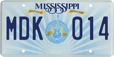 MS license plate MDK014