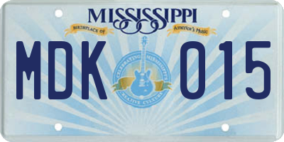 MS license plate MDK015