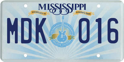 MS license plate MDK016
