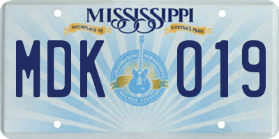 MS license plate MDK019