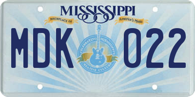 MS license plate MDK022