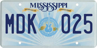 MS license plate MDK025