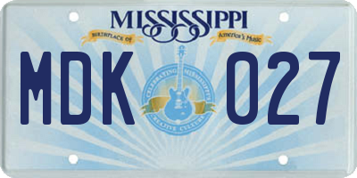 MS license plate MDK027