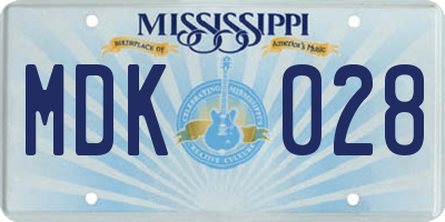 MS license plate MDK028