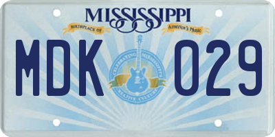 MS license plate MDK029