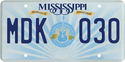 MS license plate MDK030