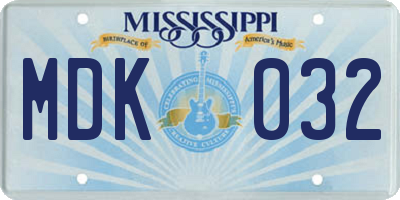 MS license plate MDK032